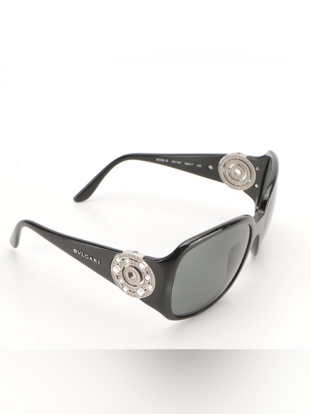 BVLGARI 8008-B 501/87 Black Rhinestone Embellished Sunglasses with Case